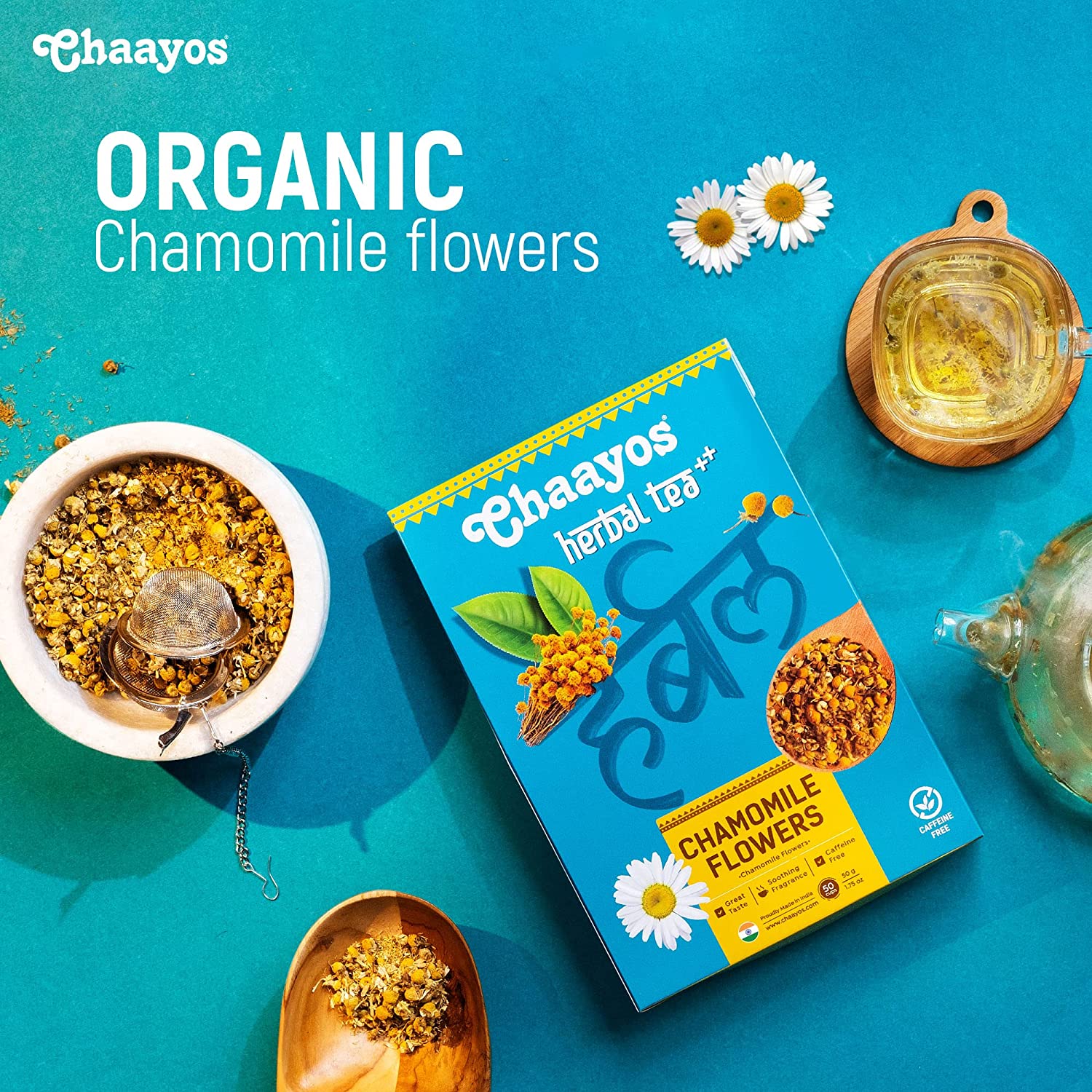 Chaayos Chamomile Herbal Tea - 50 GM | Herbal Tea | Chamomile Flower Tea | Natural Chamomile Flowers - Image 5