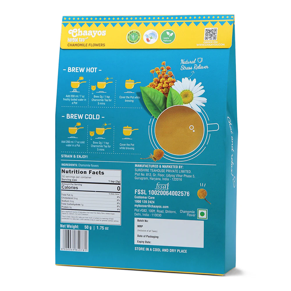 Chaayos Chamomile Herbal Tea - 50 GM | Herbal Tea | Chamomile Flower Tea | Natural Chamomile Flowers - Image 7