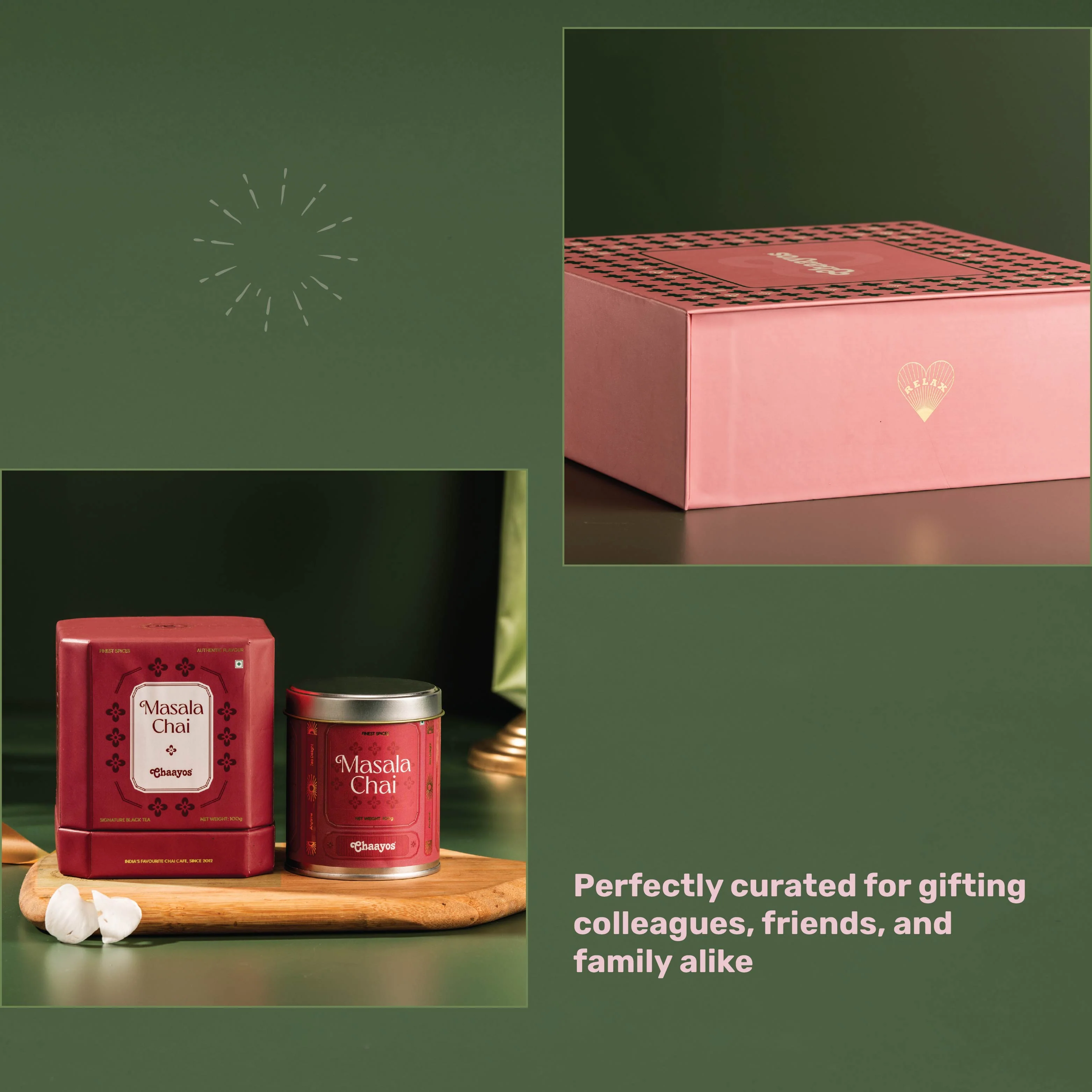 Chaayos Divine Diwali Gift Box | Diwali gift Hamper with Chai Tin Box, Ceramic Cup, Set of 2 Diyas, Methi Mathri for Family & Friends | Premium Diwali Gift Hamper - Image 3