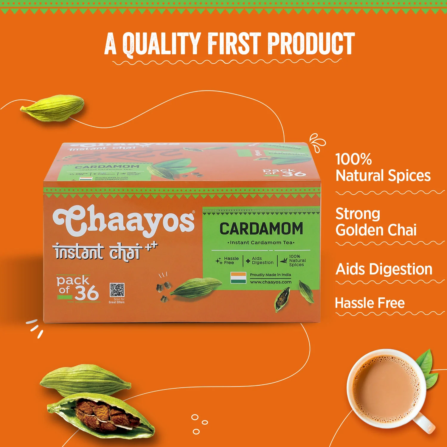 Instant Tea - Cardamom - Regular Sugar (36 Sachets) - Image 3