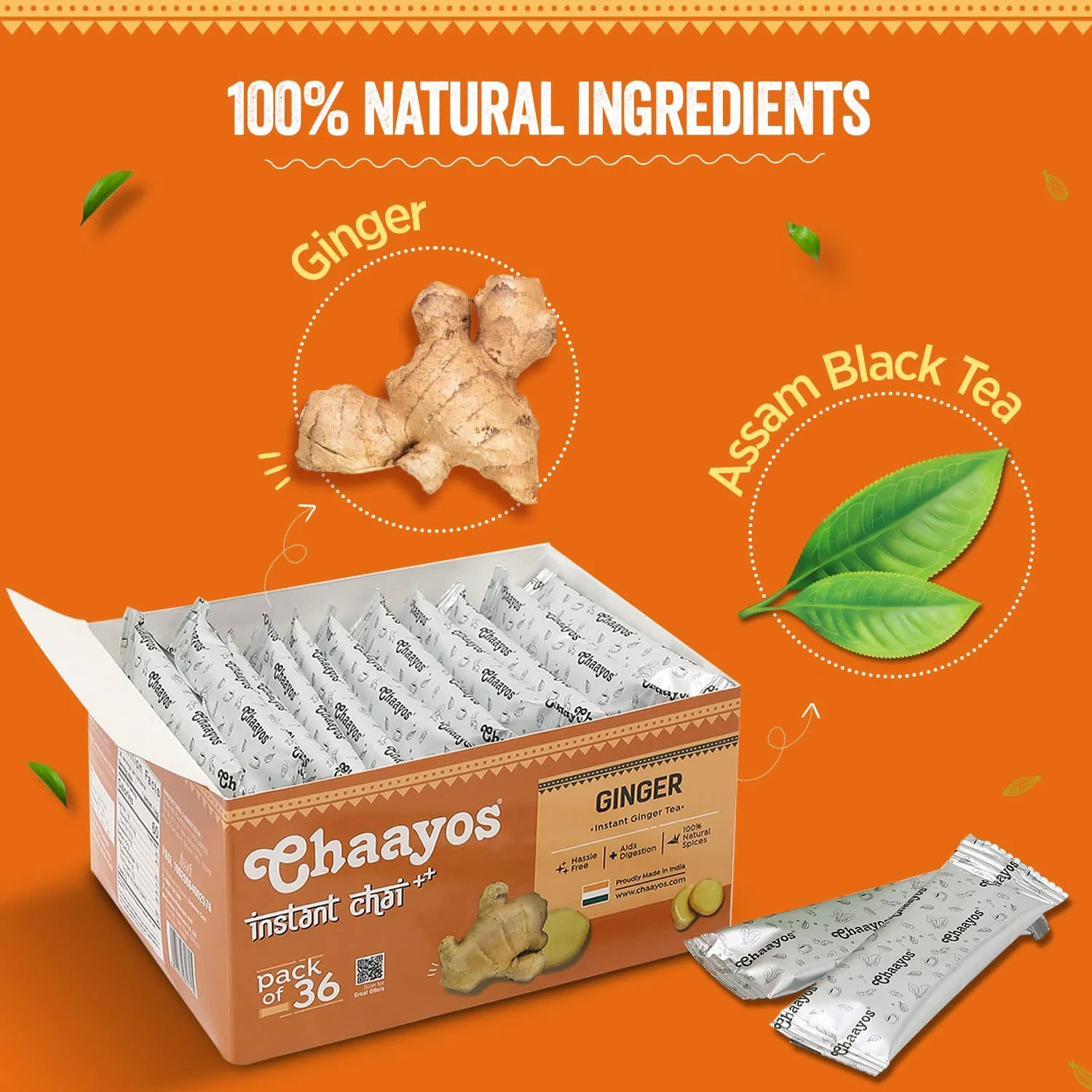 Chaayos Instant Tea Premix - Ginger Flavour - Low Sugar (36 Sachets) | Instant Tea | Tea Premix | Ginger Tea - Image 5