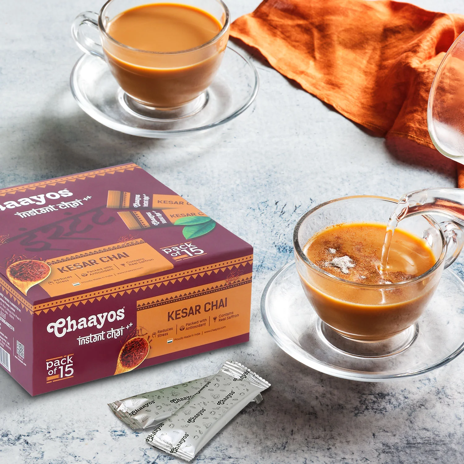 Chaayos Instant Tea Premix - Kesar-Regular Sugar (15 Sachets) | Best Kesar Chai - Image 6