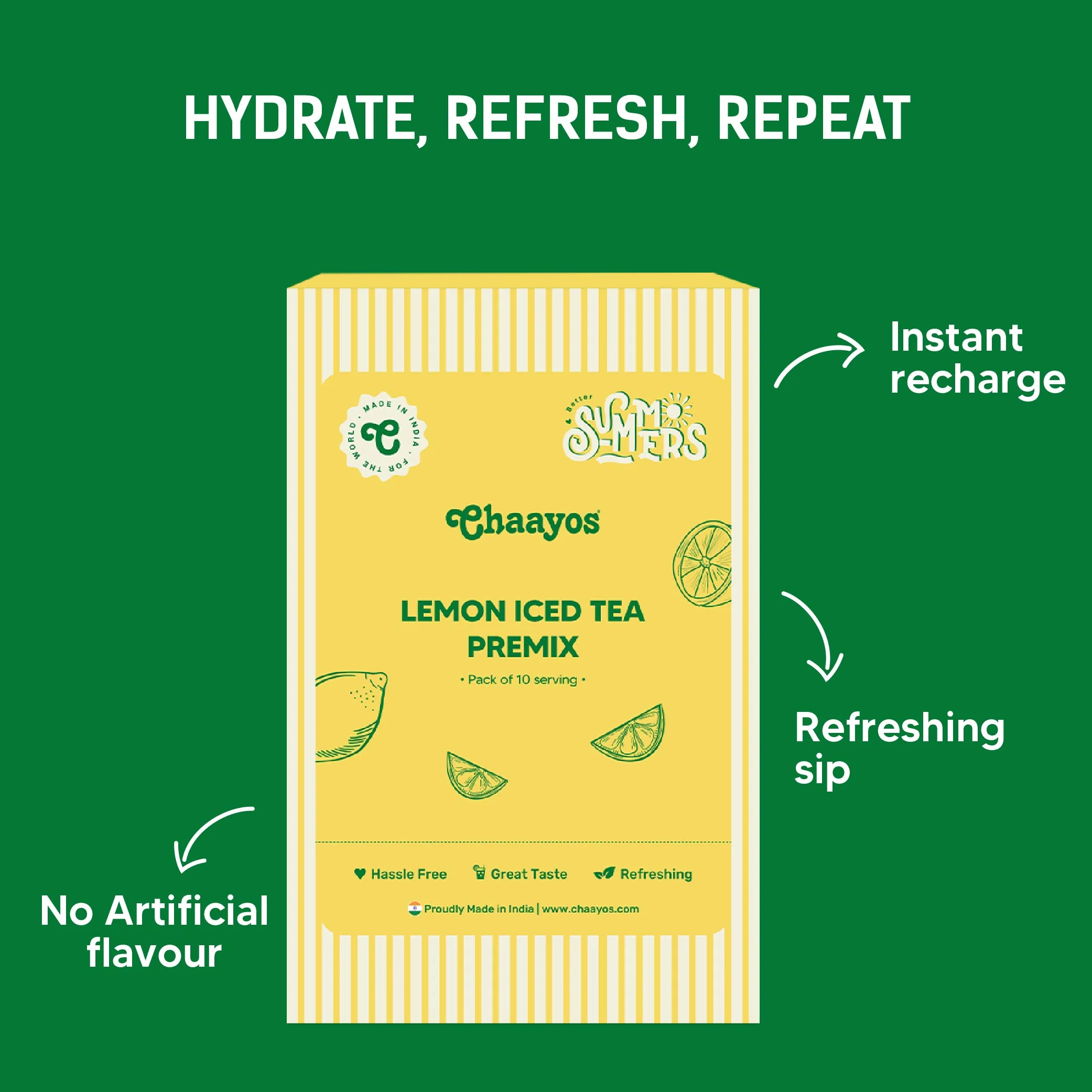 Chaayos Lemon Instant Ice Tea Premix - Refreshing Energy Drink, Pack of 10 Sachets - Image 4
