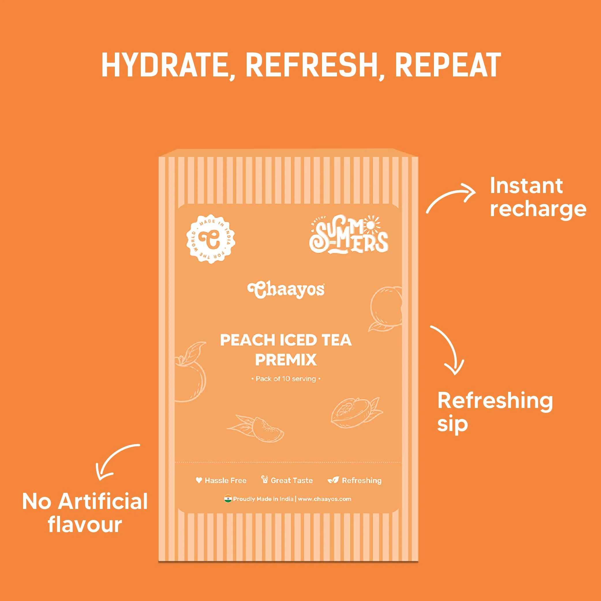 Chaayos Peach Instant Ice Tea Premix - Refreshing Energy Drink, Pack of 10 Sachets - Image 4