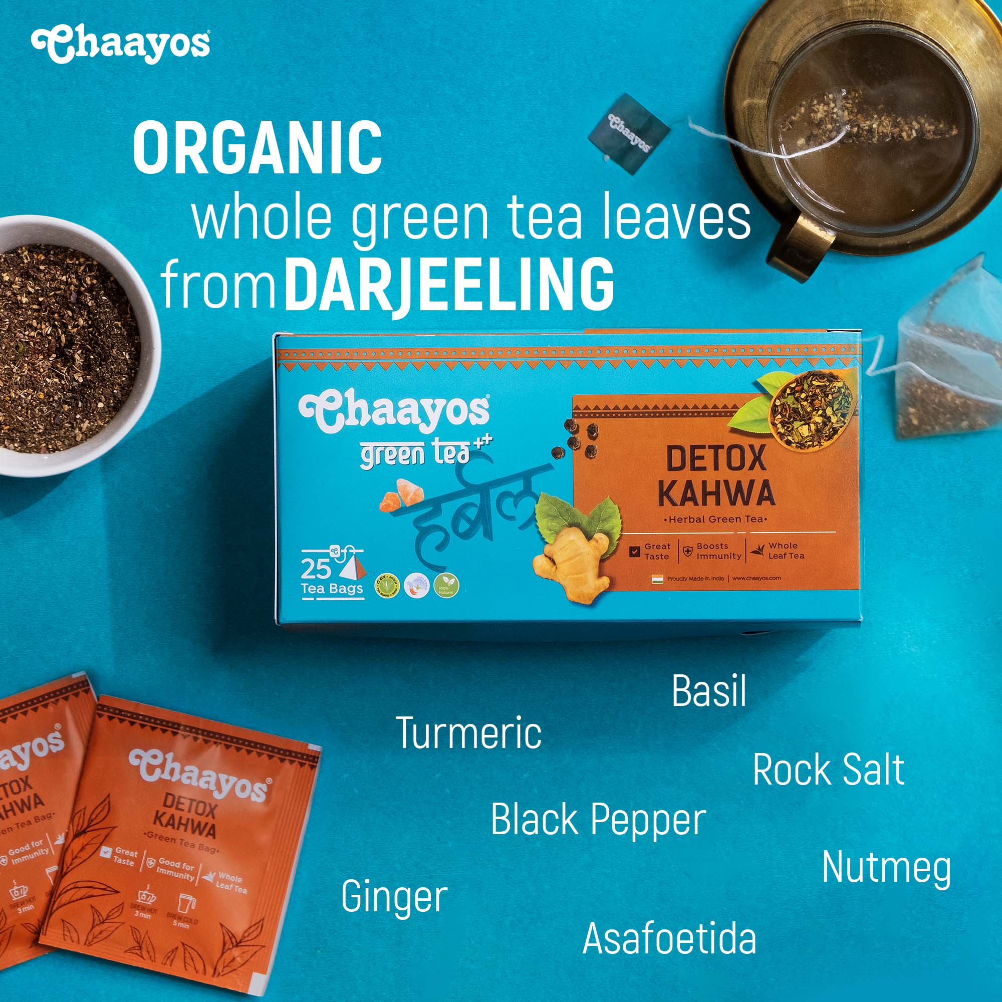 Chaayos Detox Green Tea - Desi Kahwa | Green Tea Bags | Desi Kahwa Green Tea | Green Tea for Digestion - Image 3
