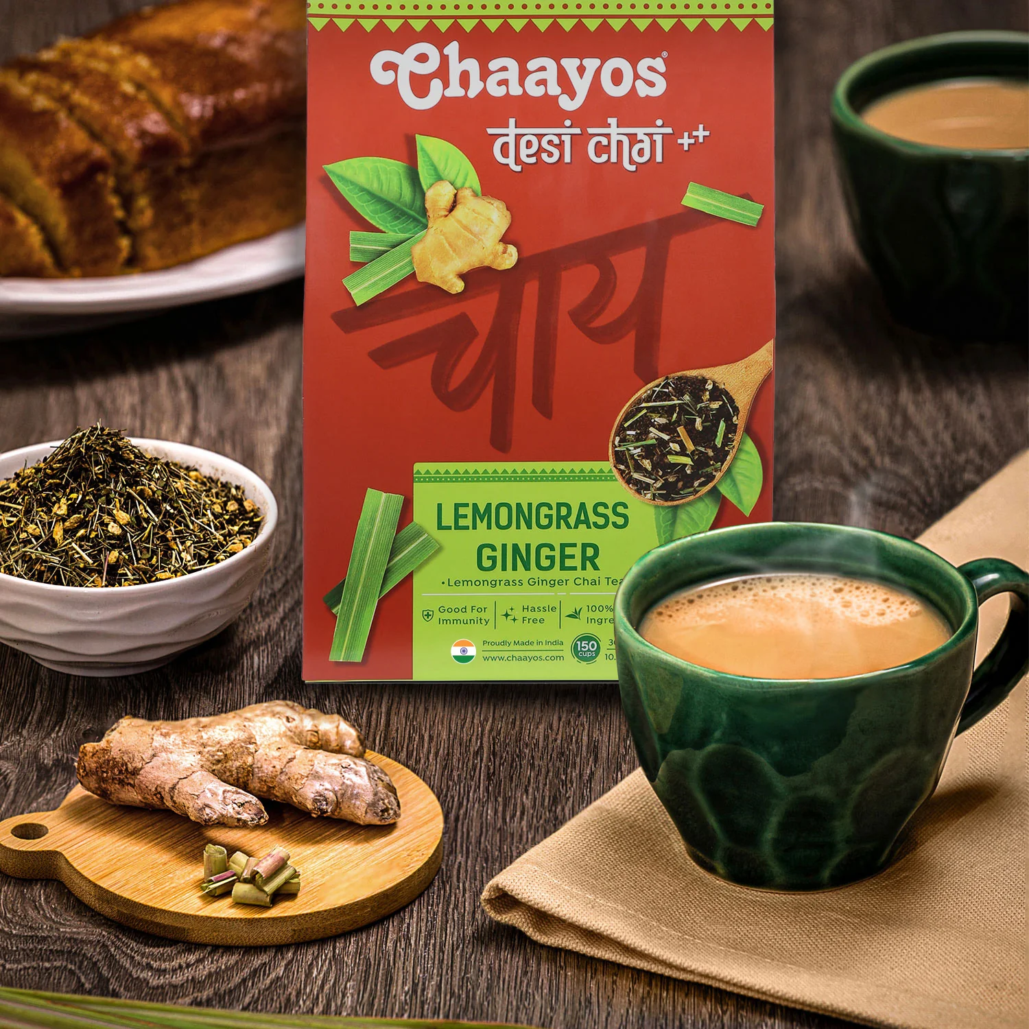 Chaayos Lemongrass Ginger Tea - Premium Ginger Chai Patti for Cough & Cold Remedy (100g) - Image 5