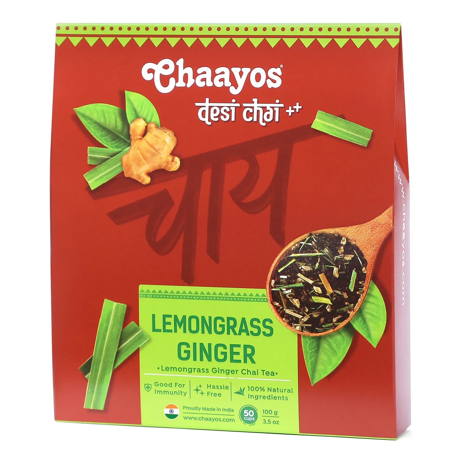 Chaayos Lemongrass Ginger Tea - Premium Ginger Chai Patti for Cough & Cold Remedy (100g) - Image 6