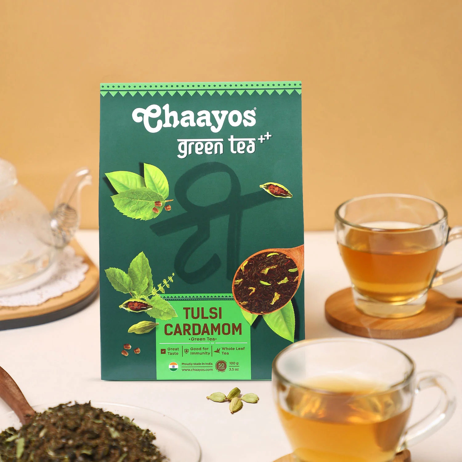 Tulsi Cardamom Green Tea - 100g - Image 6