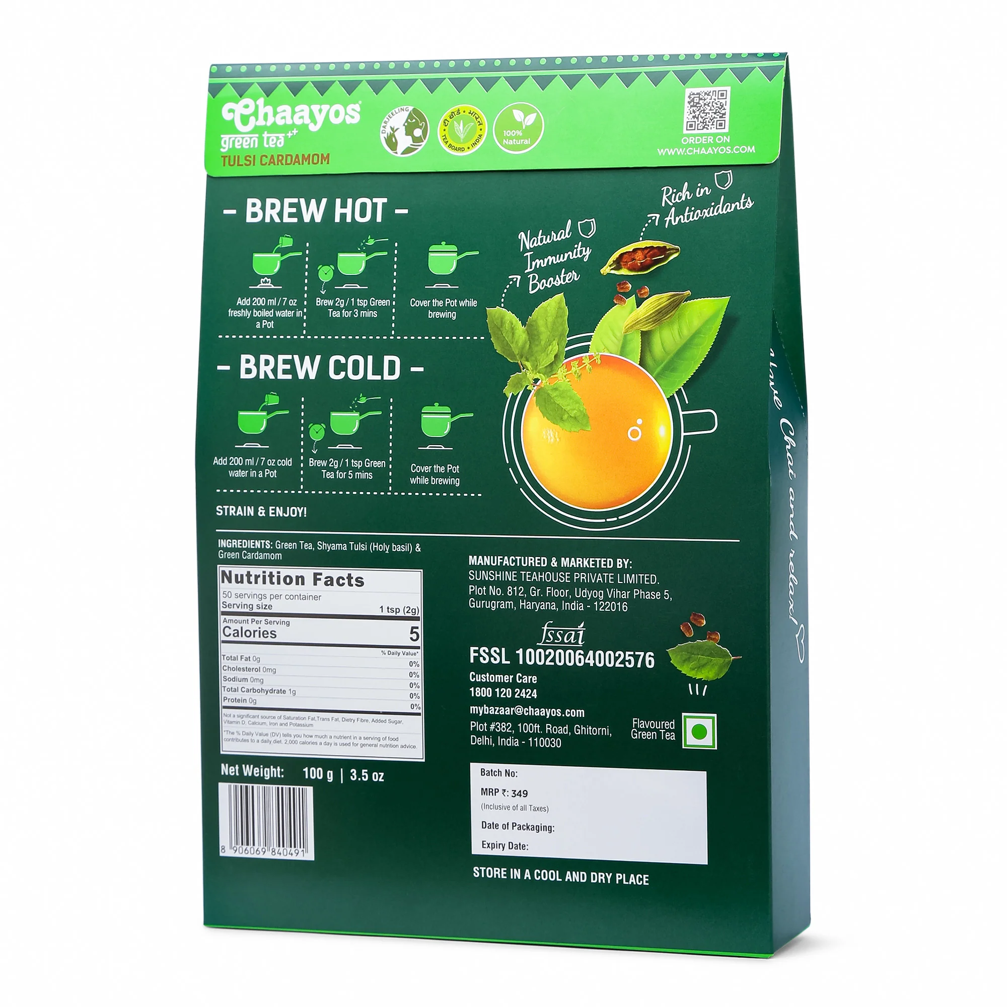 Tulsi Cardamom Green Tea - 100g - Image 8