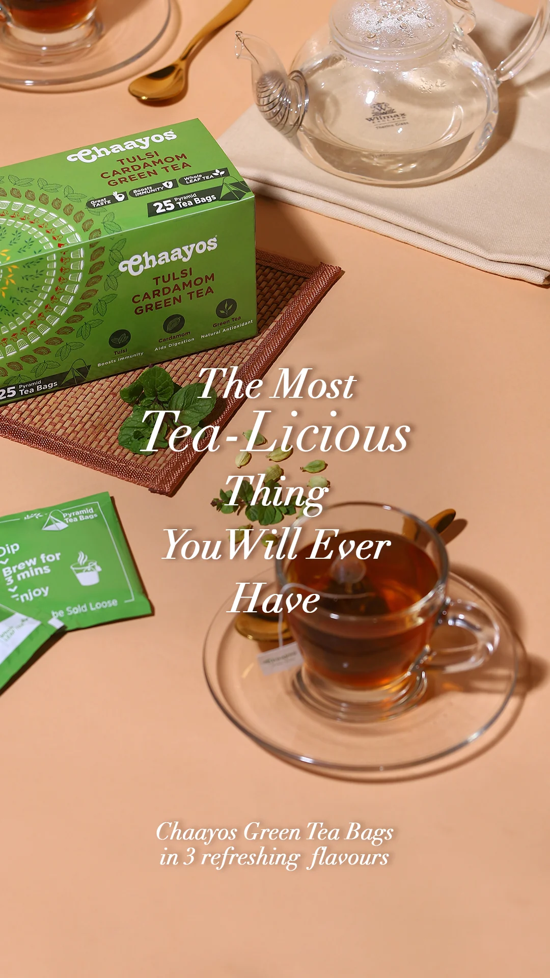 Chaayos Green Tea Bags - Tulsi Cardamom - Image 7