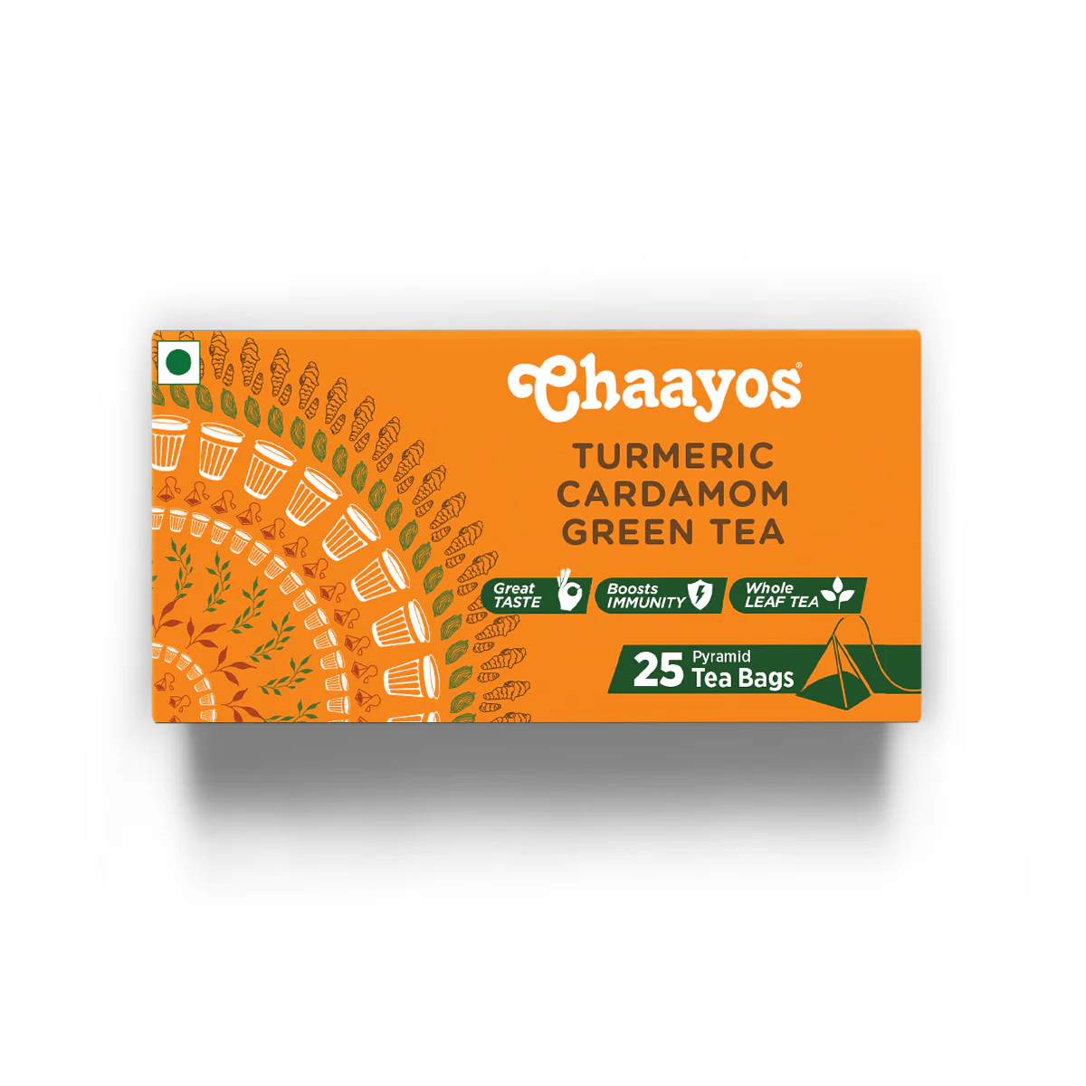 Chaayos Turmeric Cardamom Green Tea Bags (25 Pyramid Tea Bags) - Image 8