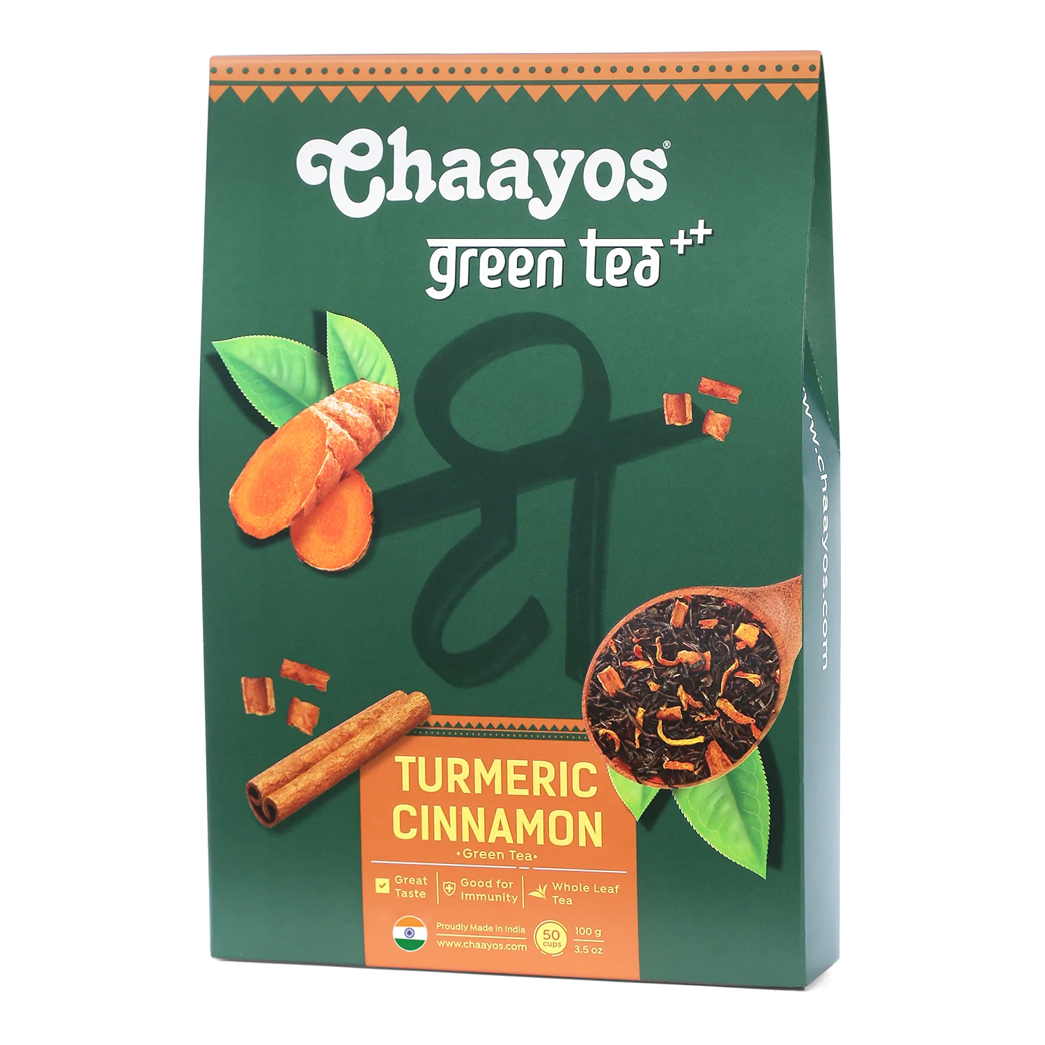 Chaayos Turmeric Cinnamon Green Tea | Turmeric Cinnamon Tea | Whole Leaf Loose Tea | Immunity Boosting - 100g [50 Cups] - Image 7